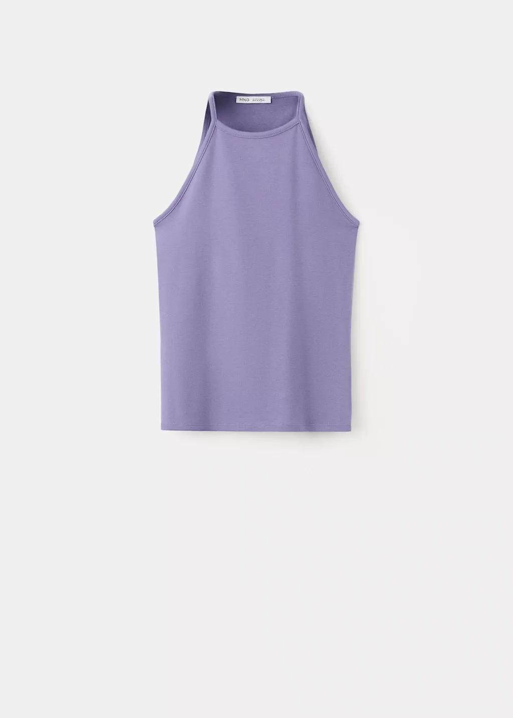 Purple Lt Pastel Halter Cotton Top, Light-Pastel Purple, large image number 7