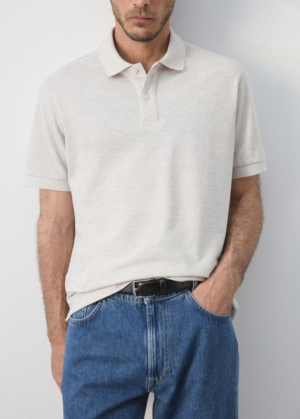 Beige Regular-Fit Cotton Piqu&atilde;&copy; Polo Shirt, Light Beige, large image number 6