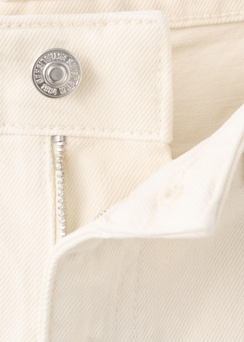 Beige Straight Low-Rise Denim Bermuda Shorts, Light Beige, large image number 1