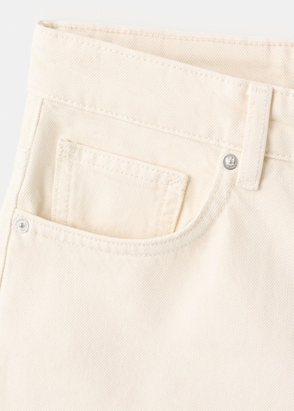 Beige Straight Low-Rise Denim Bermuda Shorts, Light Beige, large image number 4