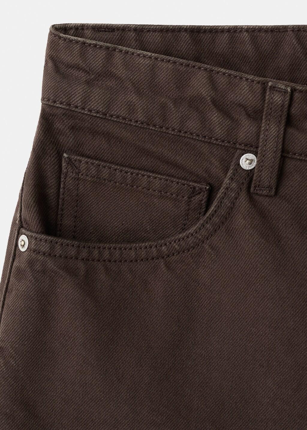 Brown Straight-Cut Bermuda Shorts With Frayed Hem, Dark Brown, medium