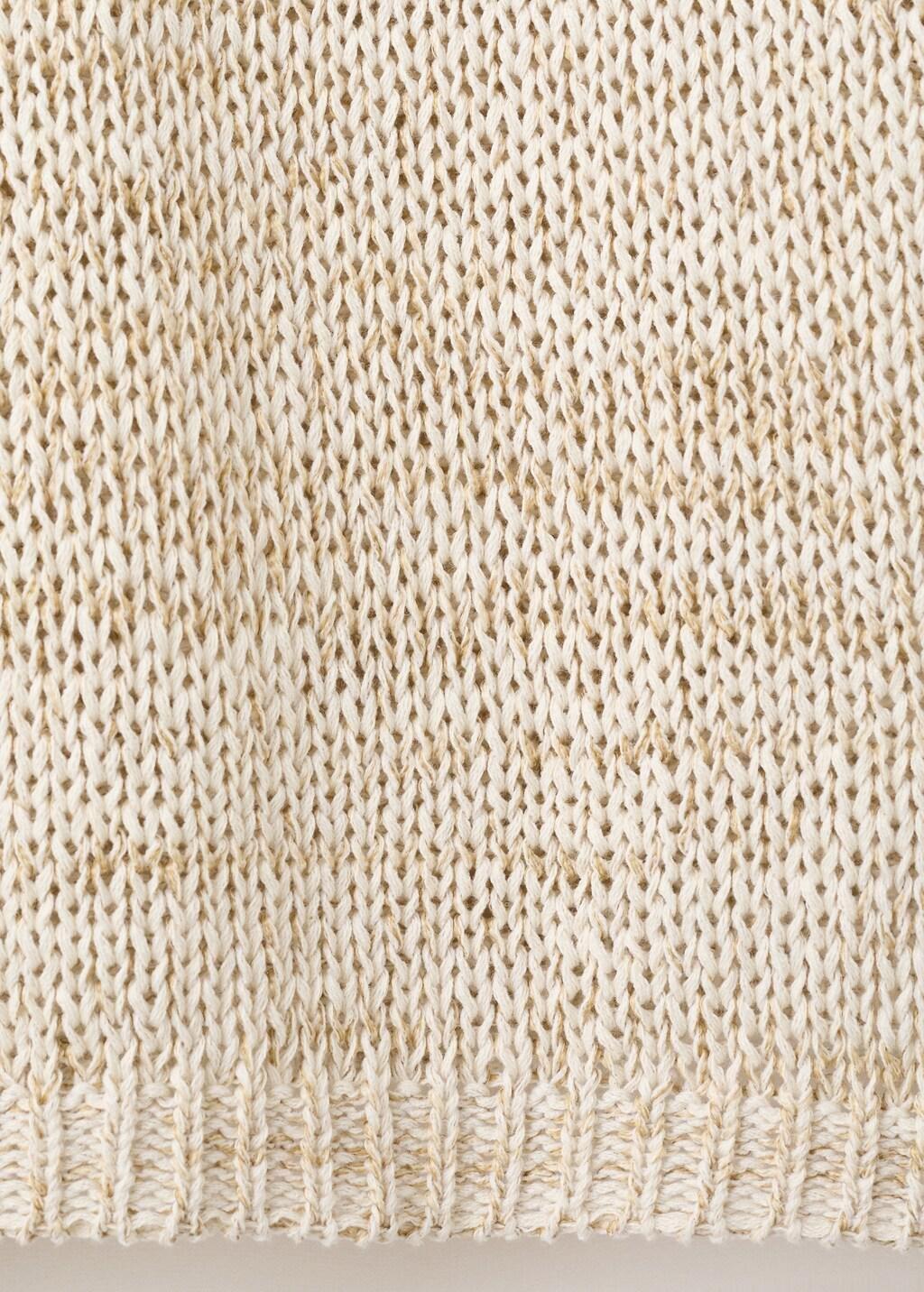 Beige Short-Sleeve Marl Knit Jumper, Light Beige, large image number 5