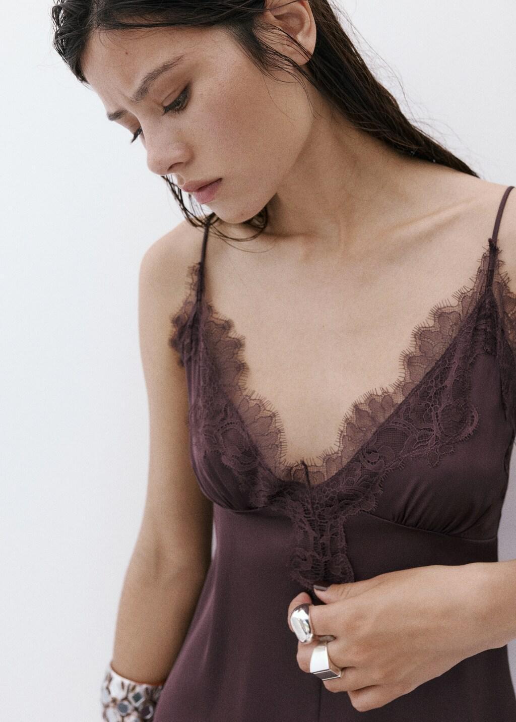 Purple Satin Lace Dress, Light-Pastel Purple, large image number 4