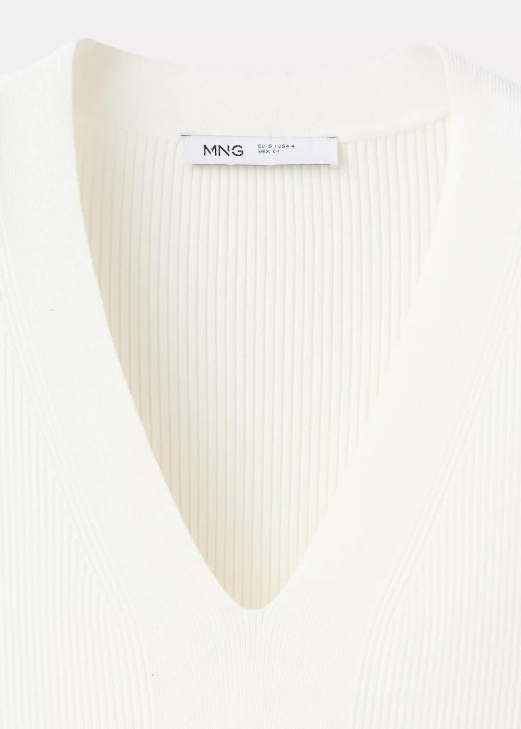 WHITE V-neck knitted dress, White, large image number 1