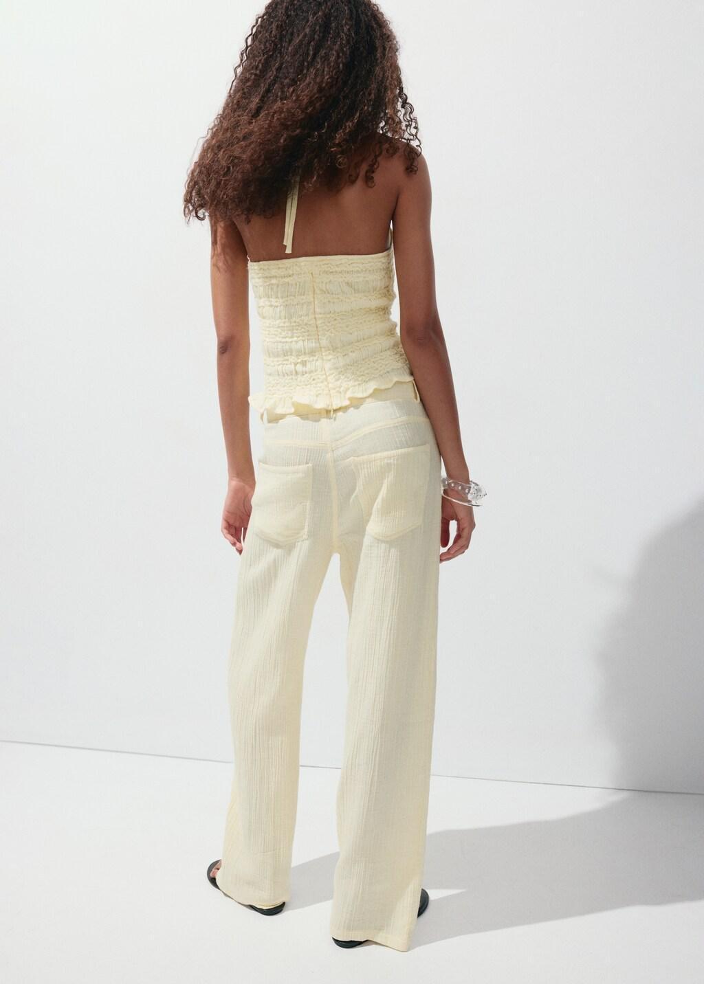 Yellow Balloon Crinkle Trousers, Yellow, large image number 2