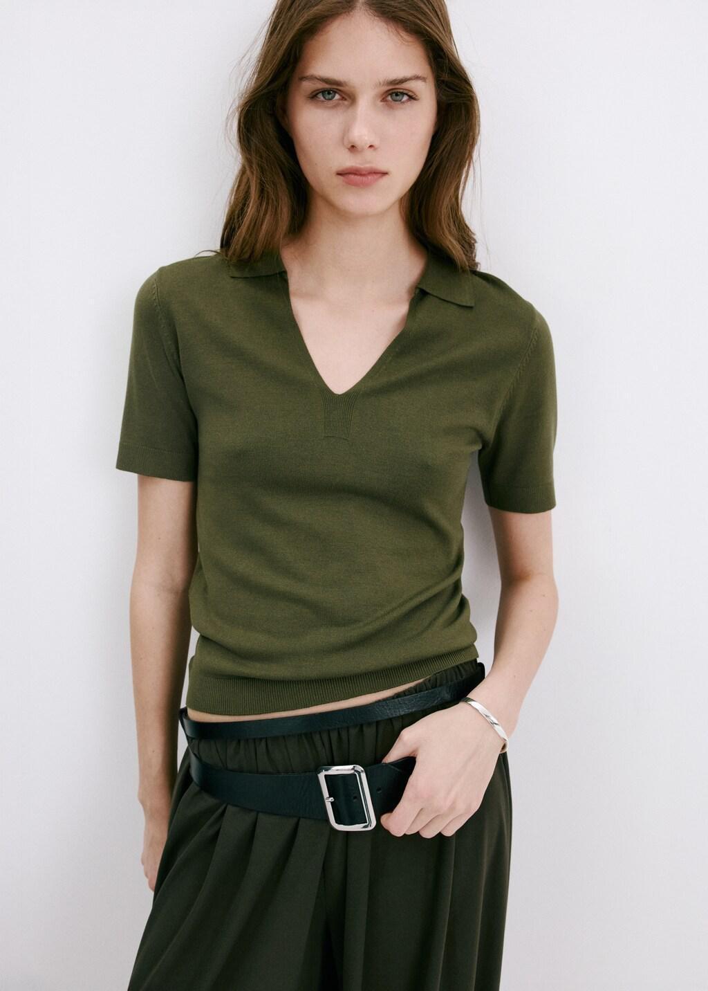 BEIGE - KHAKI Fitted fine-knit polo, Beige - Khaki, large image number 3