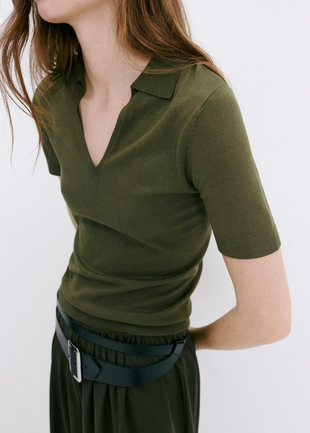 BEIGE - KHAKI Fitted fine-knit polo, Beige - Khaki, large image number 4