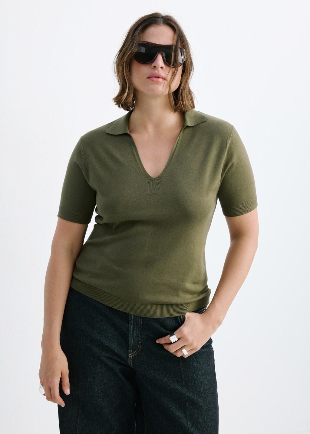 BEIGE - KHAKI Fitted fine-knit polo, Beige - Khaki, large image number 6