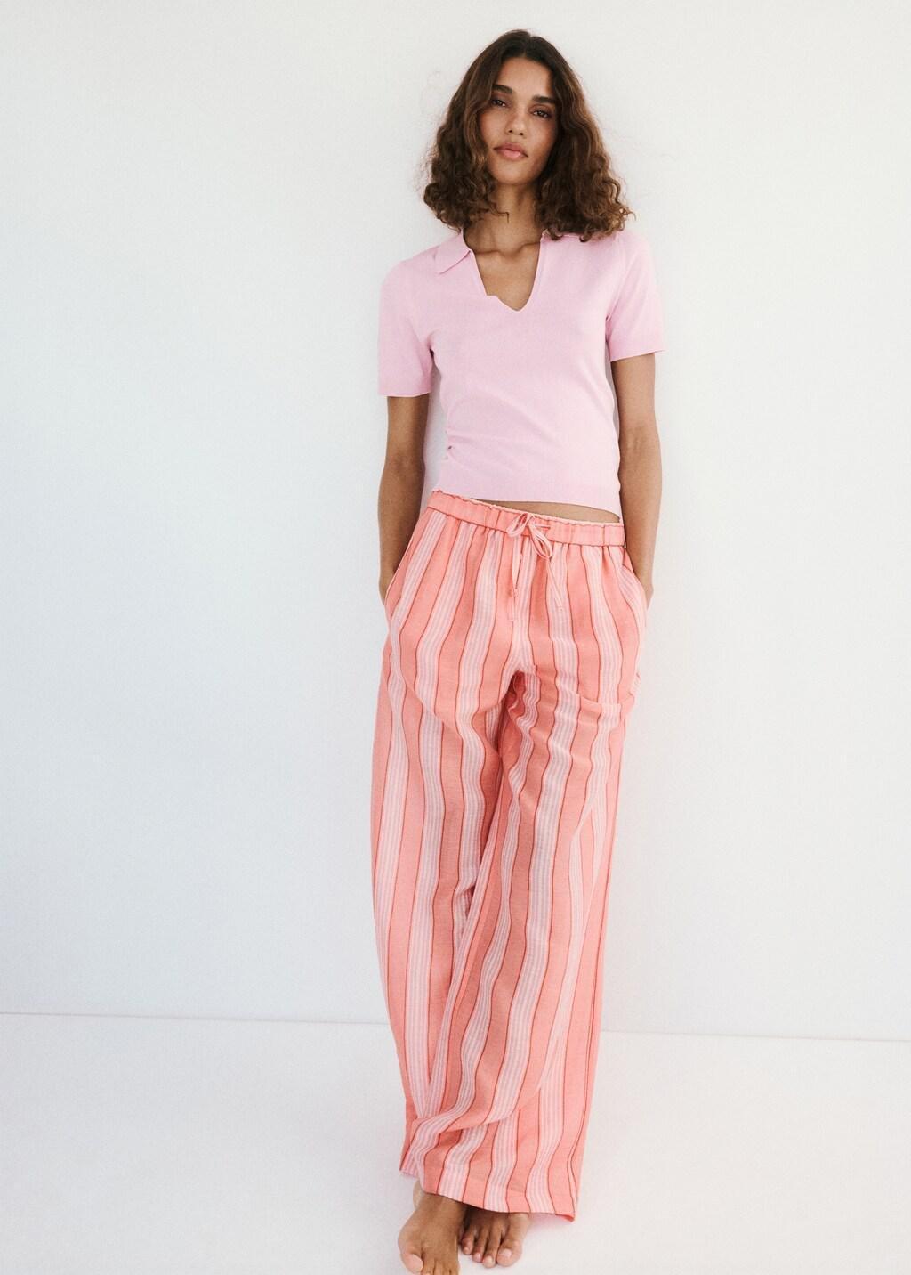 Pink Fitted Fine-Knit Polo, Pink, large image number 0