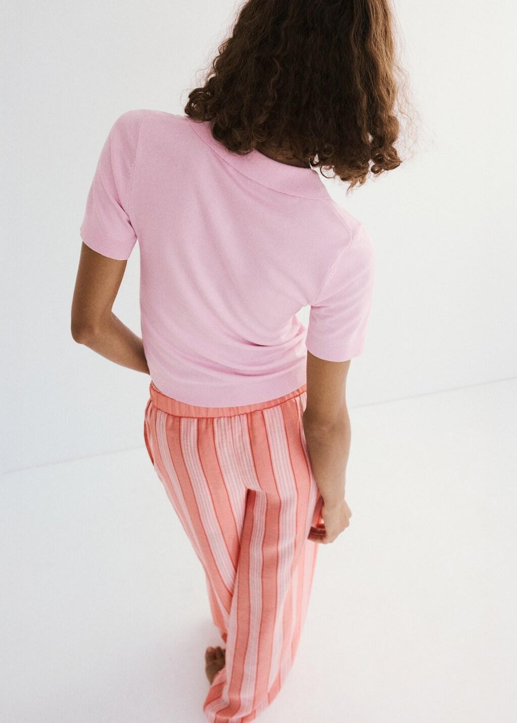 Pink Fitted Fine-Knit Polo, Pink, large image number 2