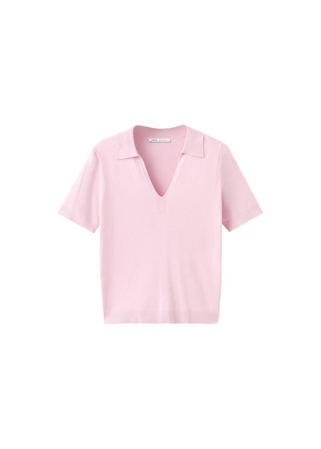Pink Fitted Fine-Knit Polo, Pink, large image number 7