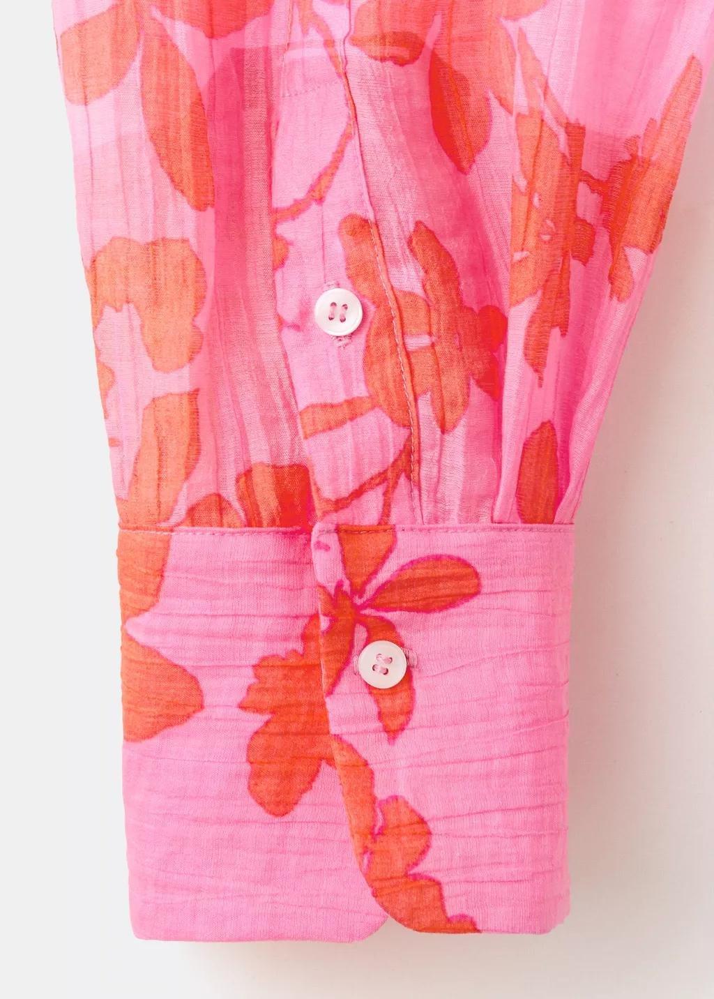 Pink Floral Print Lyocell Shirt, Pink, large image number 5