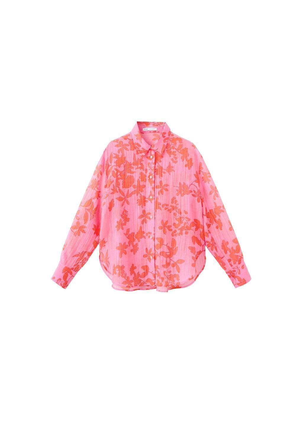 Pink Floral Print Lyocell Shirt, Pink, large image number 6