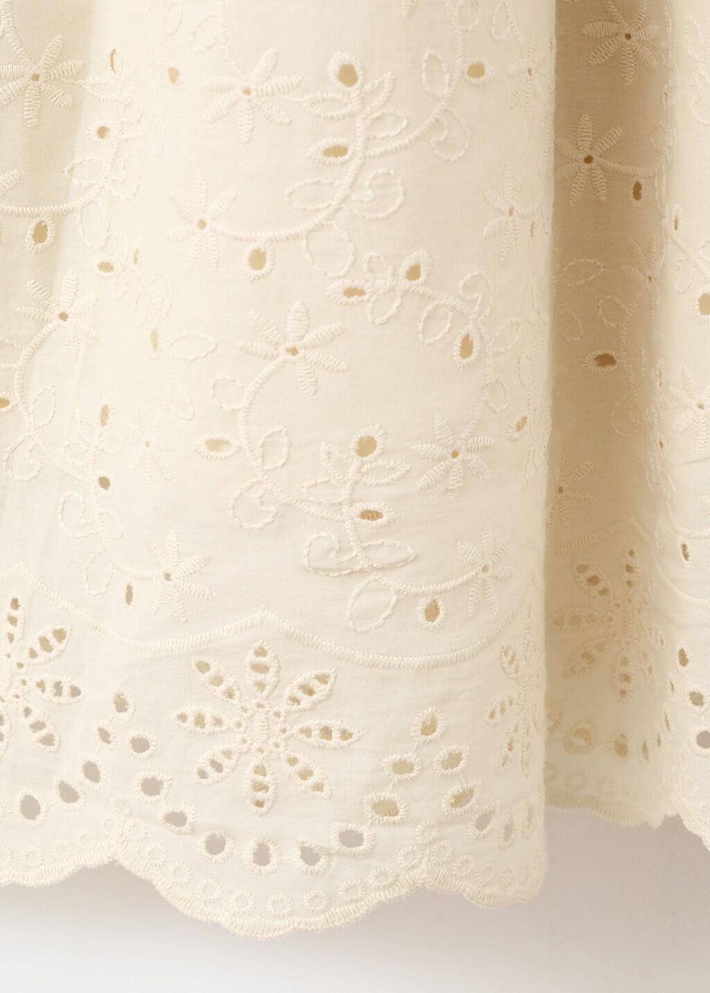 Brown Strapless Dress With Broderie Anglaise Embroidery, Light Pastel Brown, large image number 5