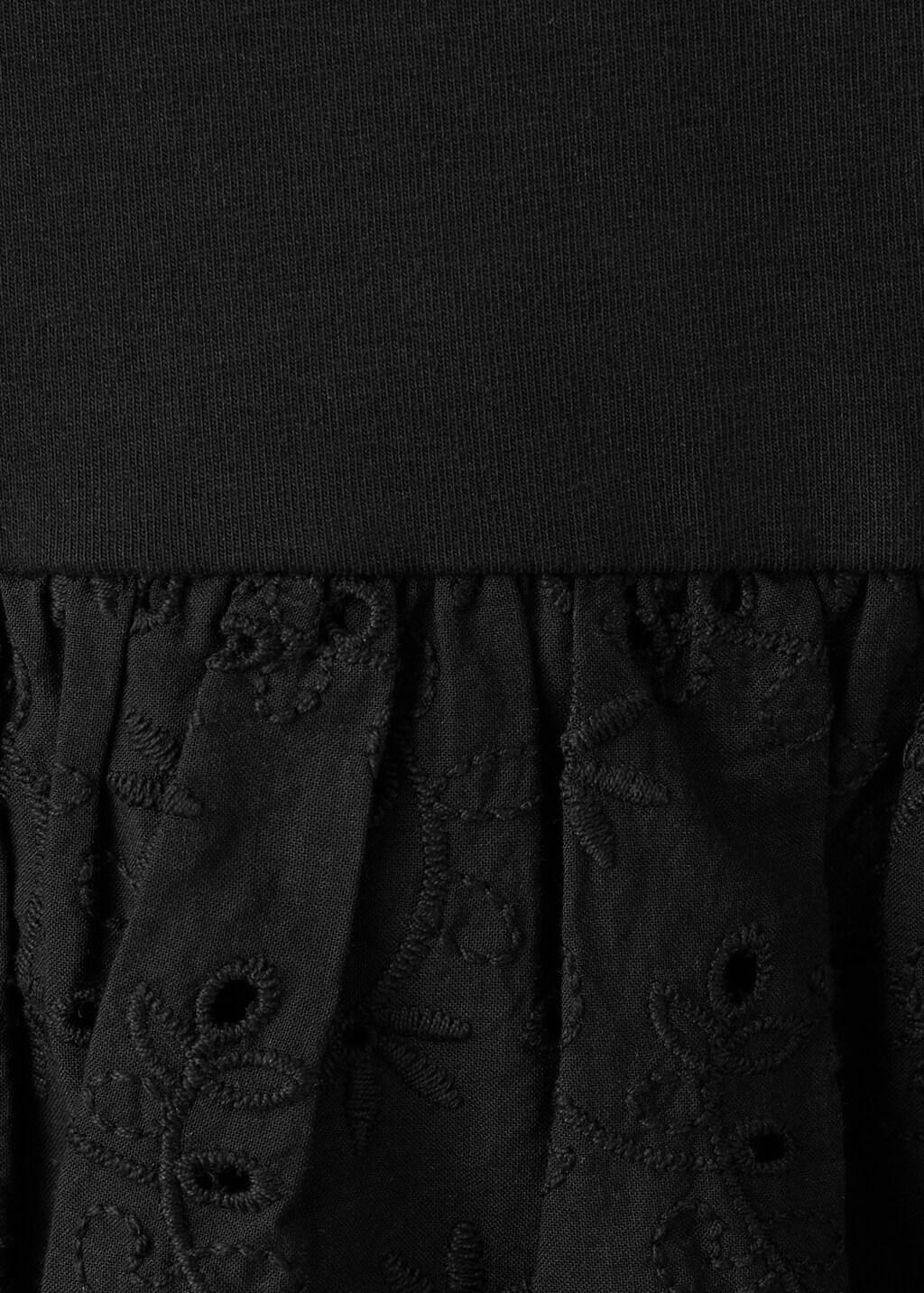 Black Strapless Dress With Broderie Anglaise Embroidery, Black, medium
