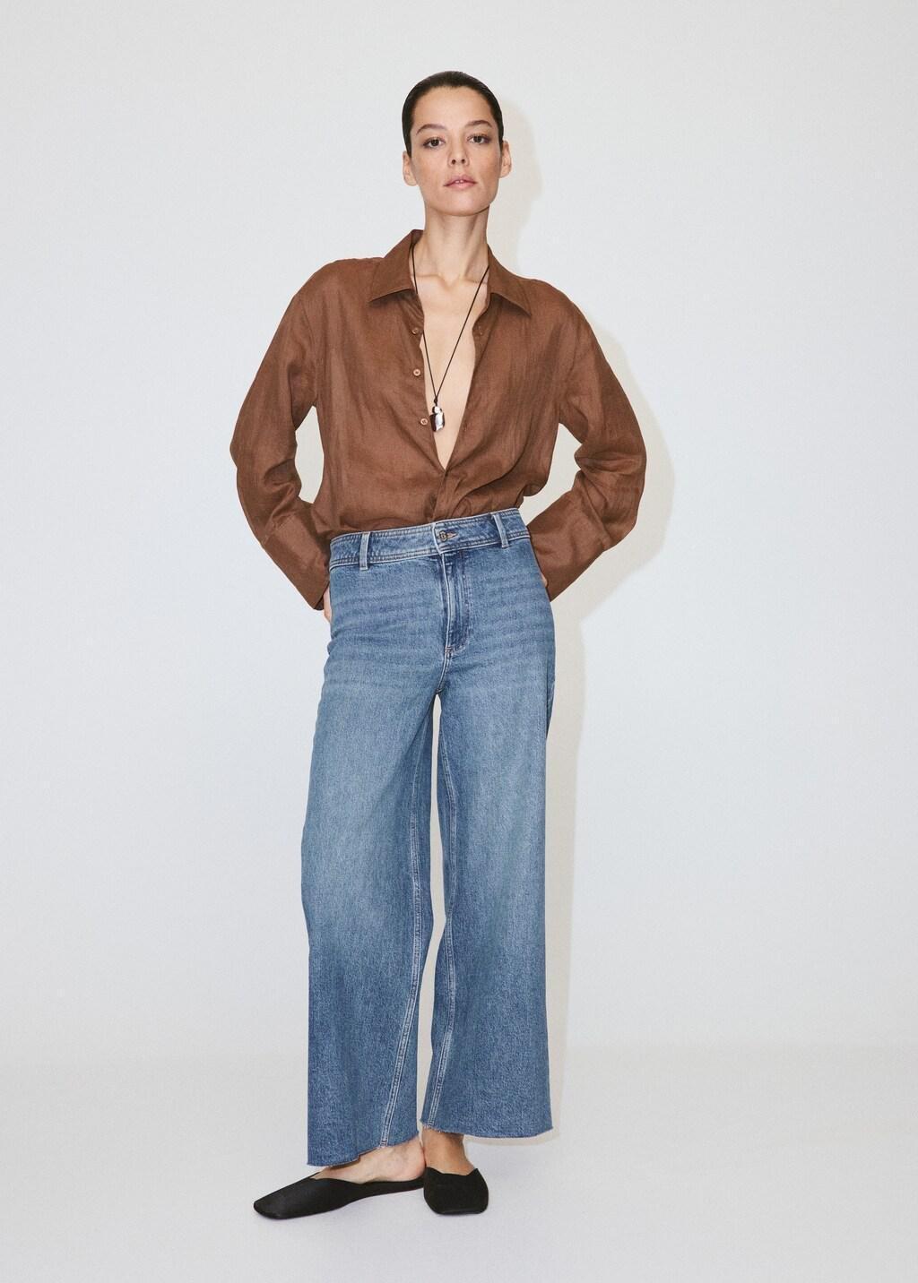 Blue Catherin Culotte High-Rise Jeans, Open Blue, large image number 0