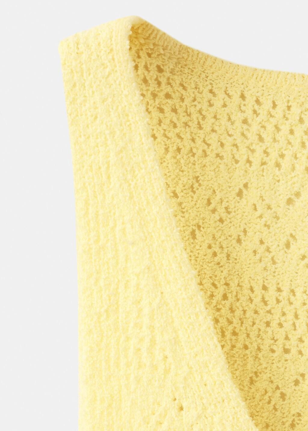 YELLOW Crochet buttoned gilet, Yellow, large image number 1