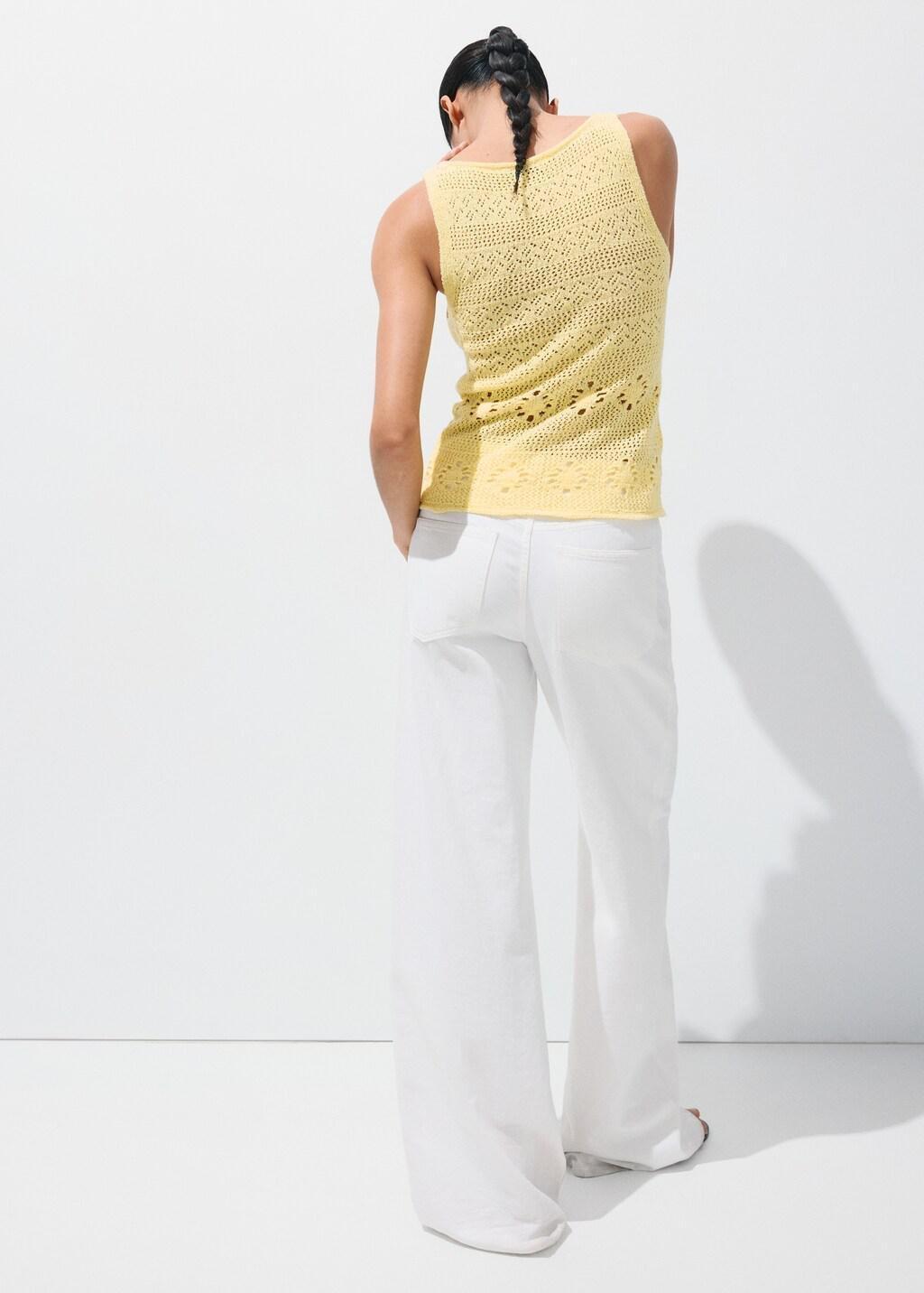 YELLOW Crochet buttoned gilet, Yellow, large image number 2