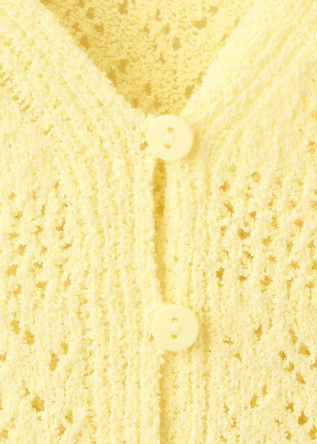 YELLOW Crochet buttoned gilet, Yellow, large image number 5