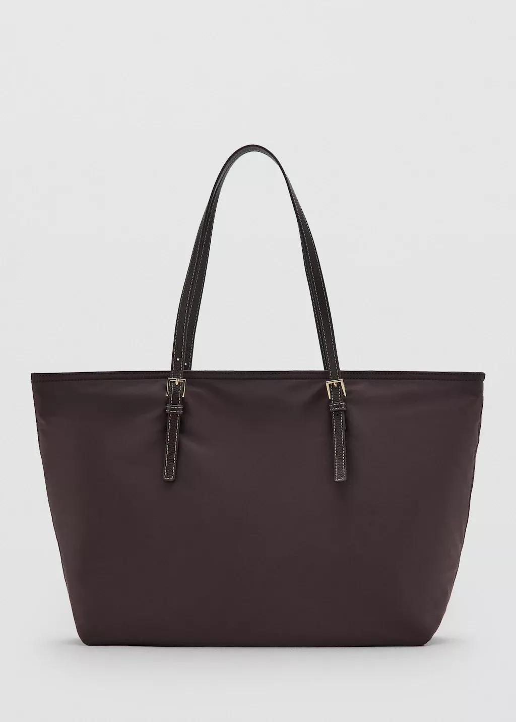 Brown Shopper Bag With Buckle Details, Dark Brown, large image number 3
