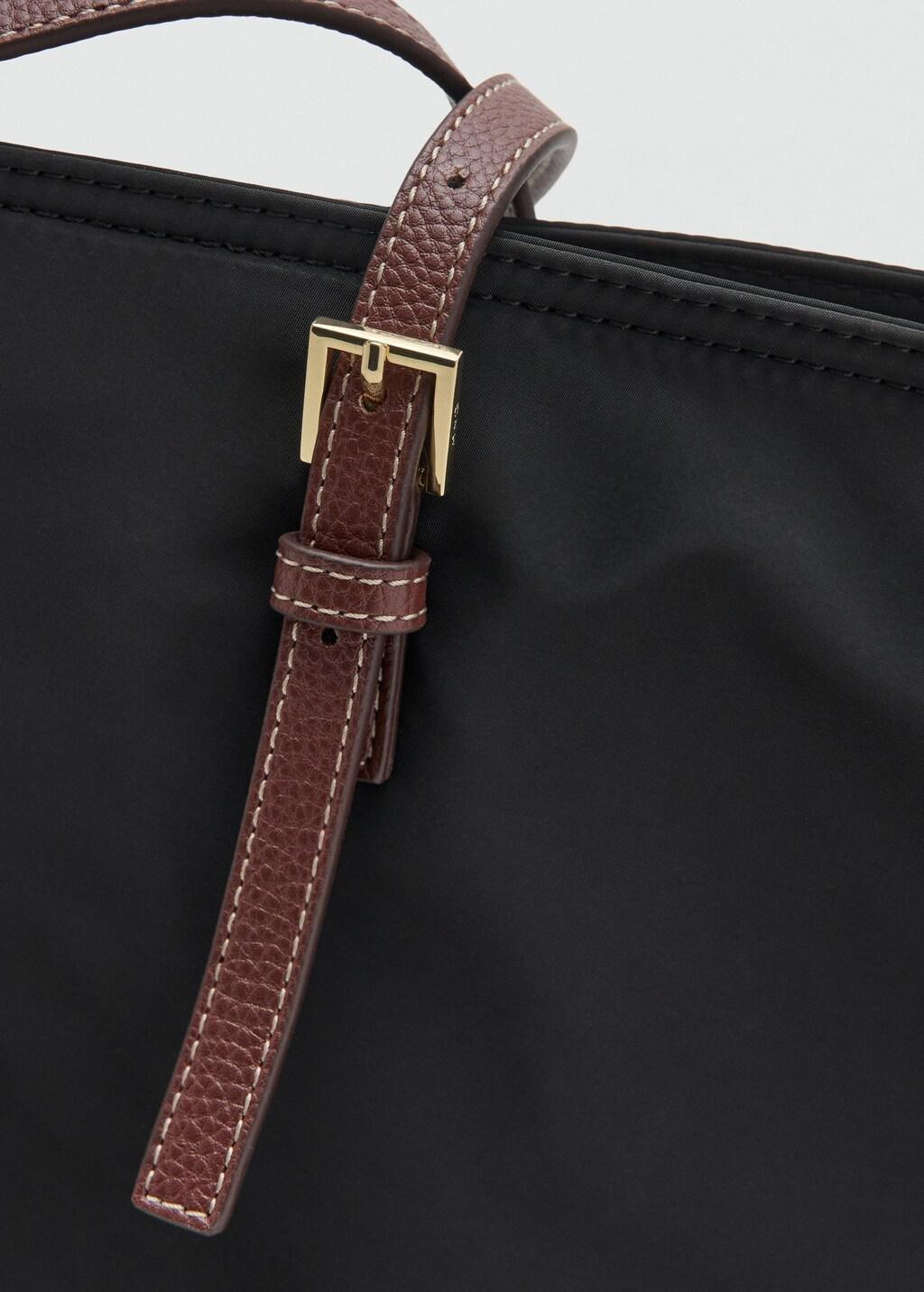 Black Shopper Bag With Buckle Details, Black, medium