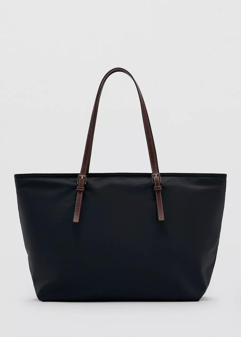 Black Shopper Bag With Buckle Details, Black, large image number 3