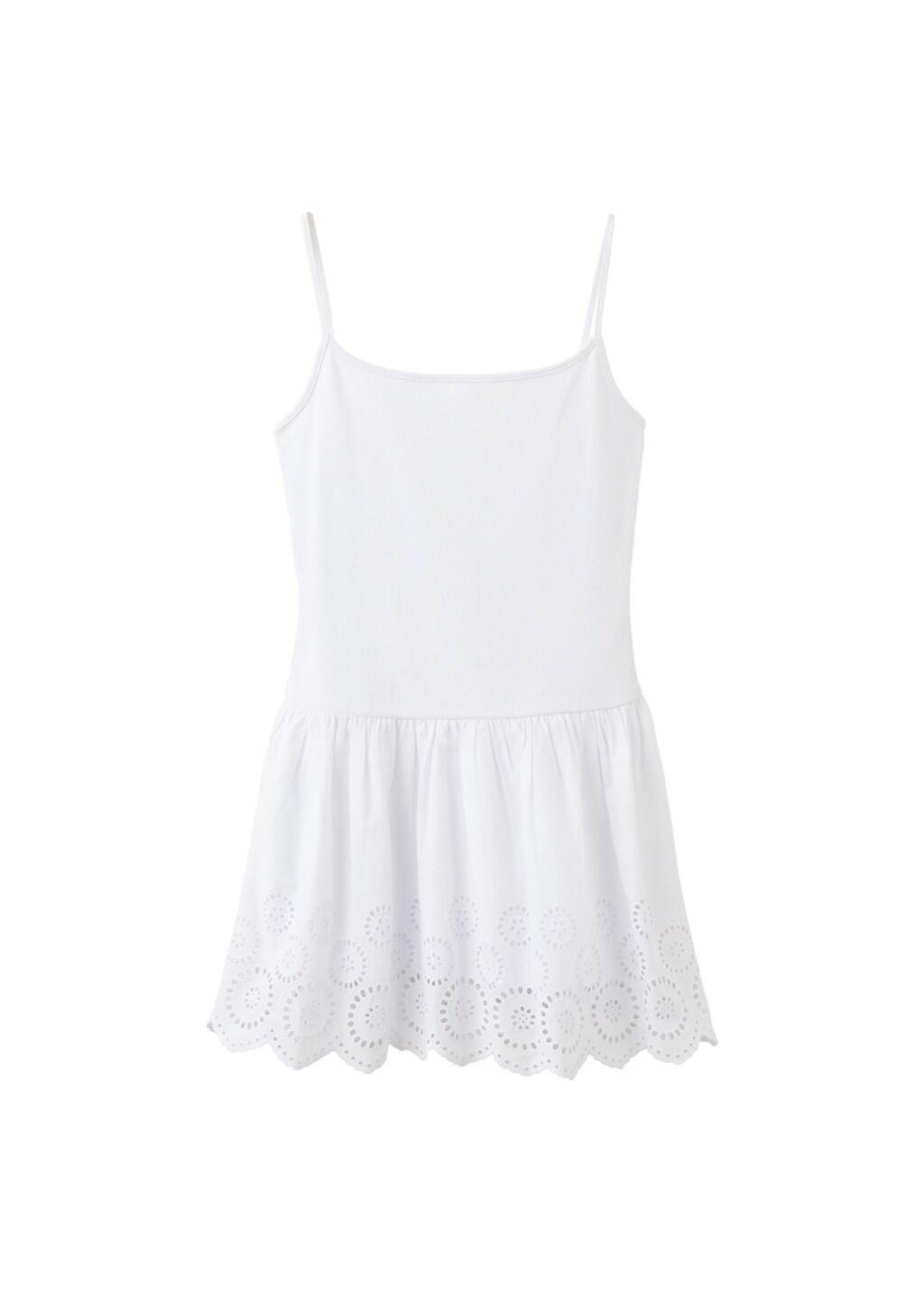 White Short Cutwork Dress, White, large image number 6