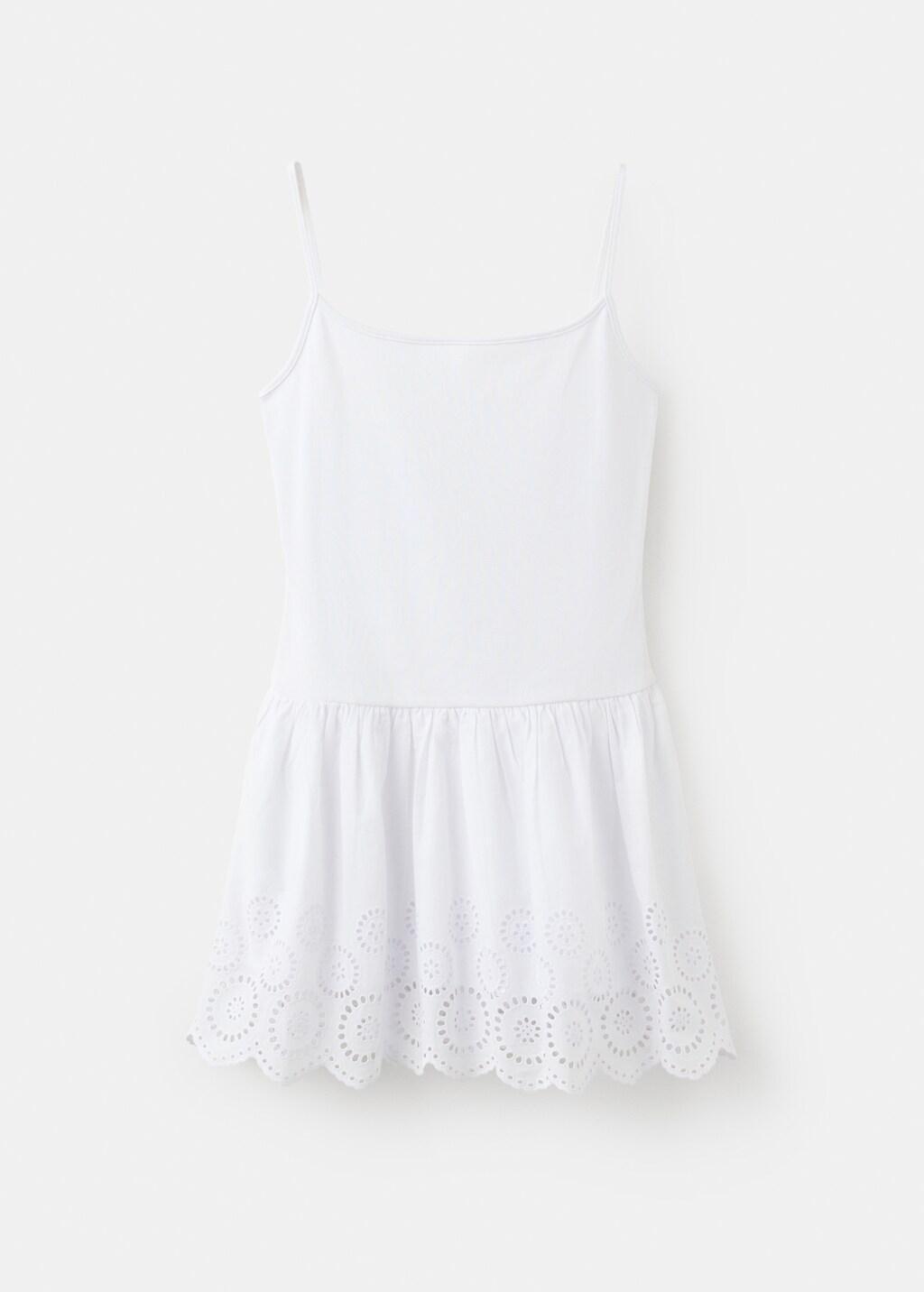 White Short Cutwork Dress, White, large image number 7