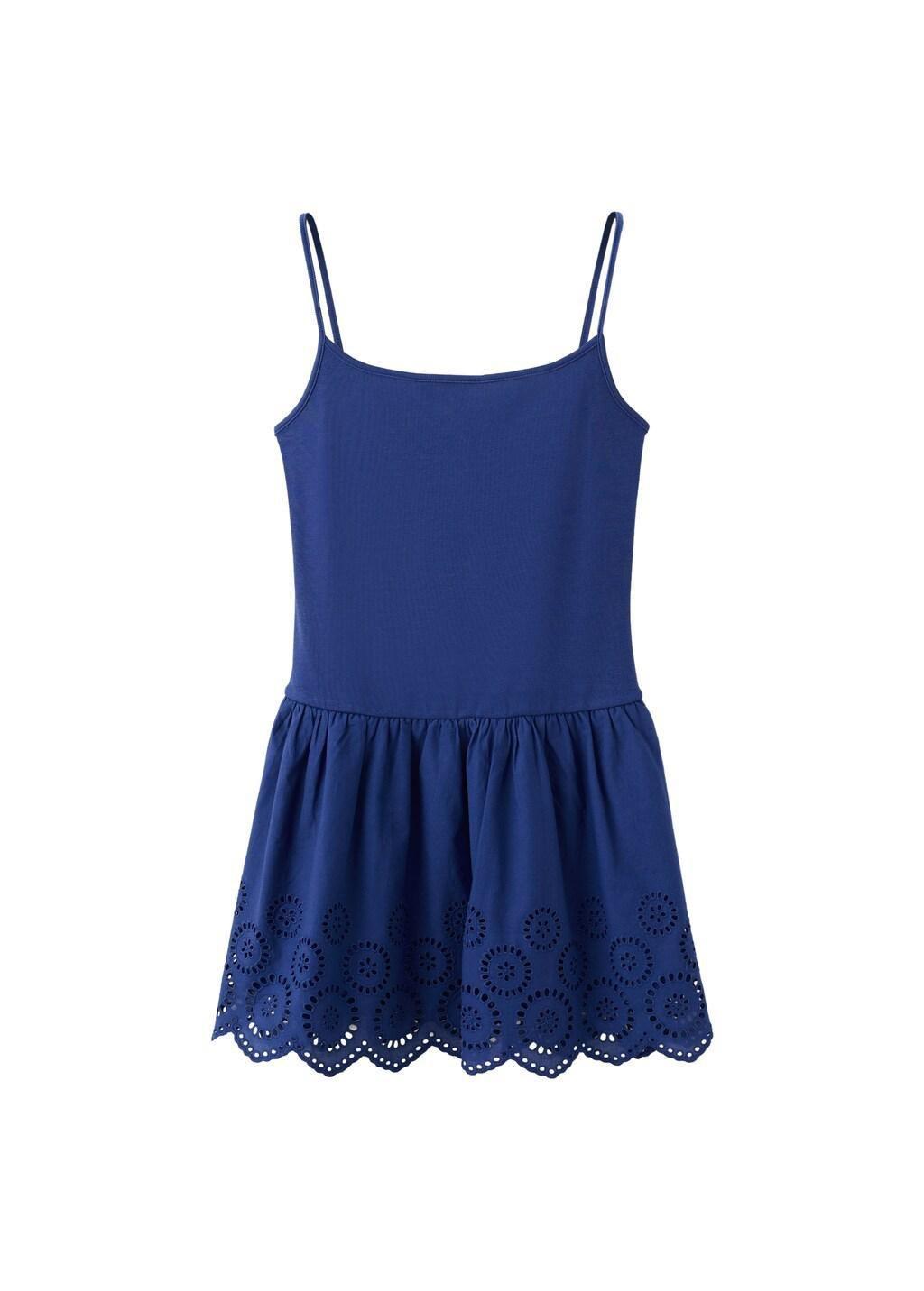Blue Short Cutwork Dress, Medium Blue, large image number 5