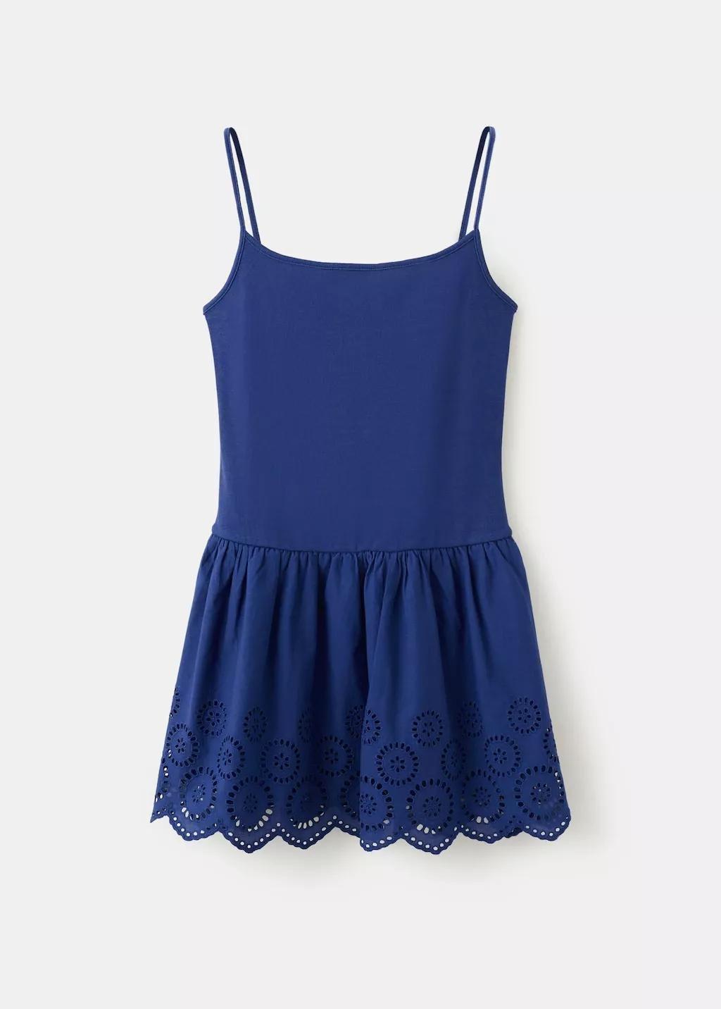 Blue Short Cutwork Dress, Medium Blue, large image number 6