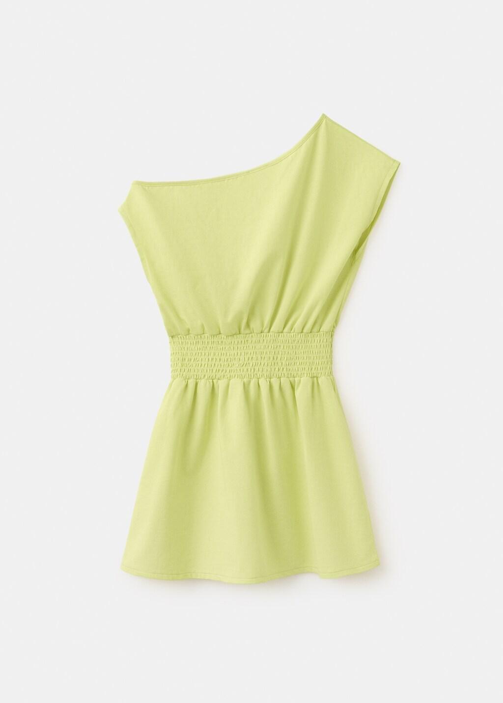 Yellow Ruched Bardot Dress, Kids Girls, Bright Yellow, large image number 1