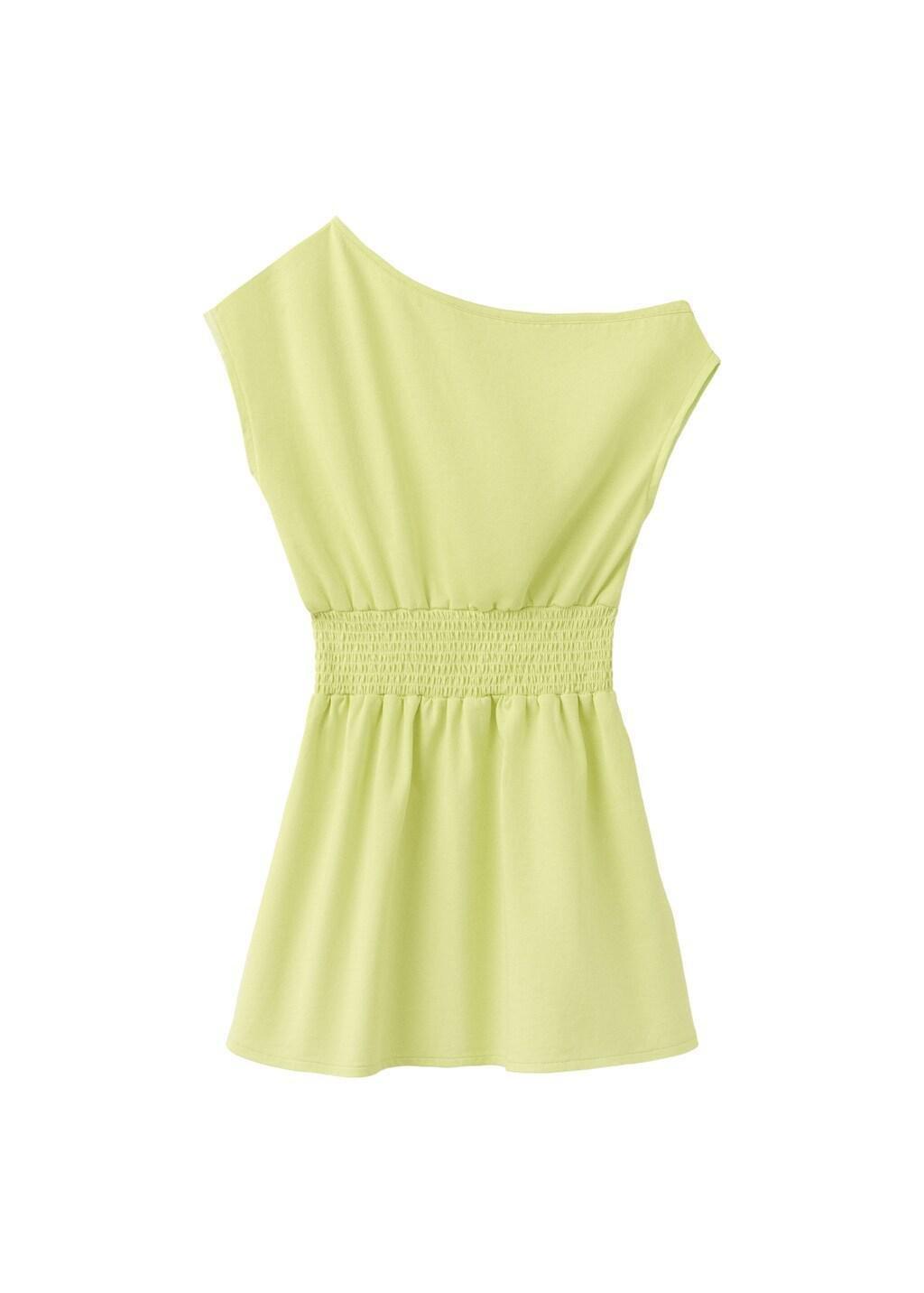 Yellow Ruched Bardot Dress, Kids Girls, Bright Yellow, large image number 4