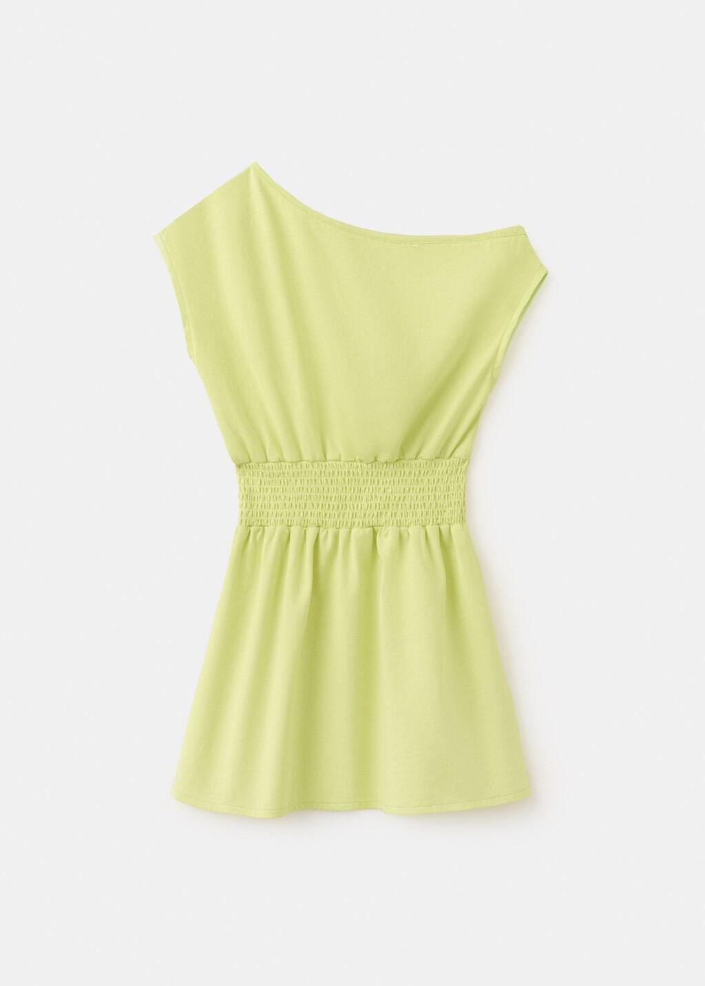 Yellow Ruched Bardot Dress, Kids Girls, Bright Yellow, large image number 5