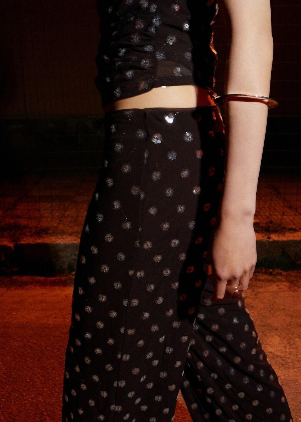Brown Straight-Leg Trousers With Sequins, Dark Brown, large image number 3