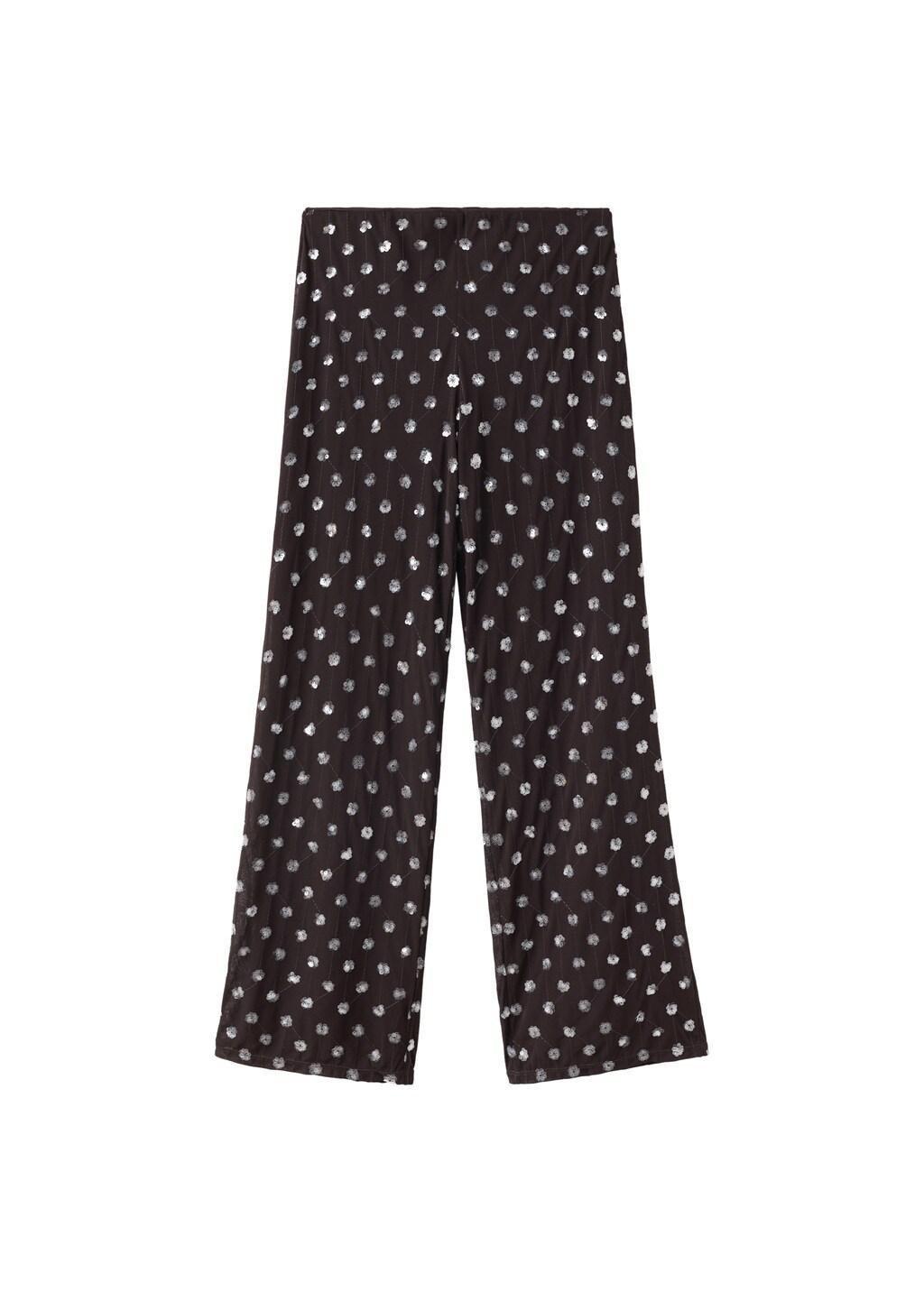 Brown Straight-Leg Trousers With Sequins, Dark Brown, large image number 5