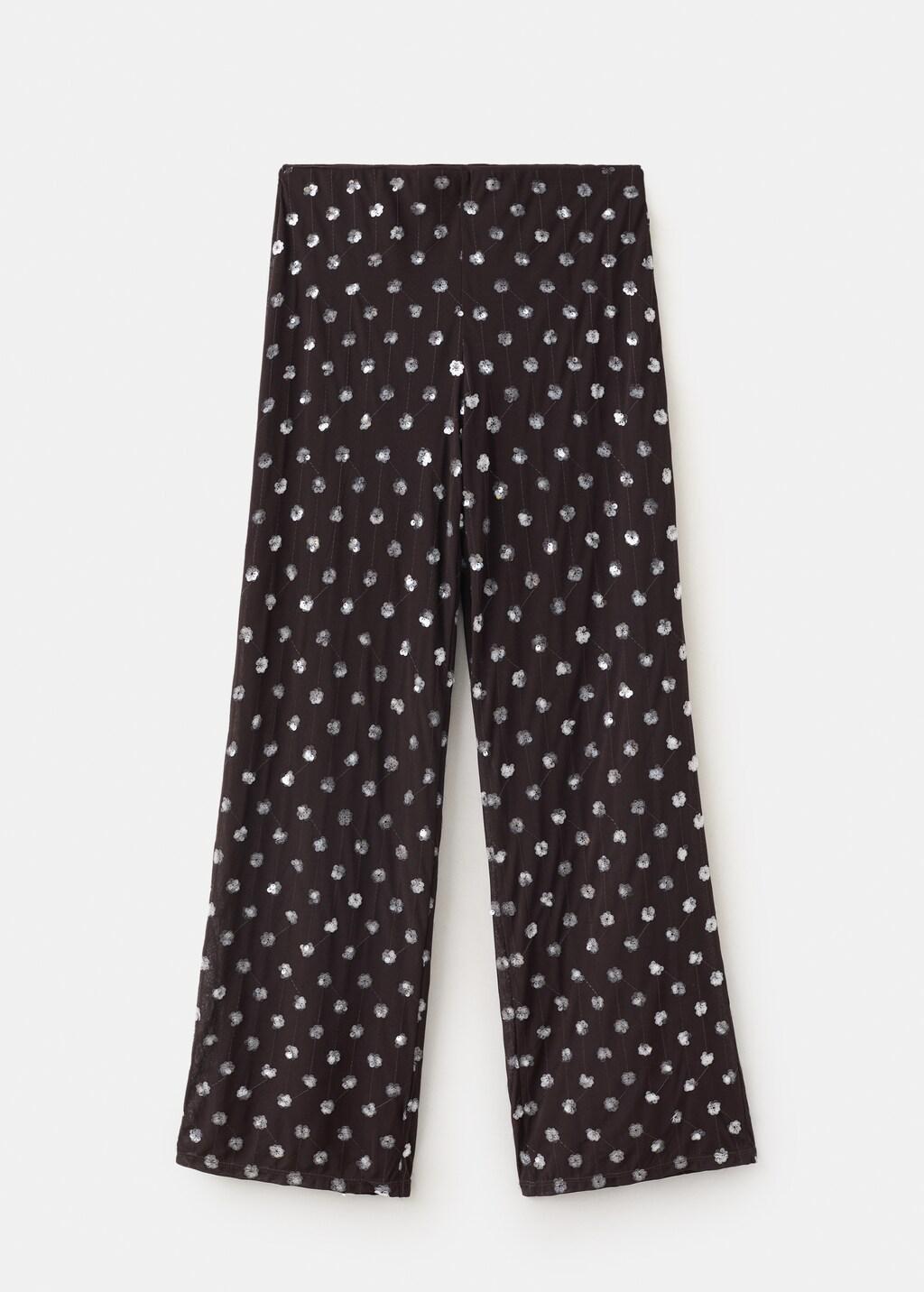 Brown Straight-Leg Trousers With Sequins, Dark Brown, large image number 6