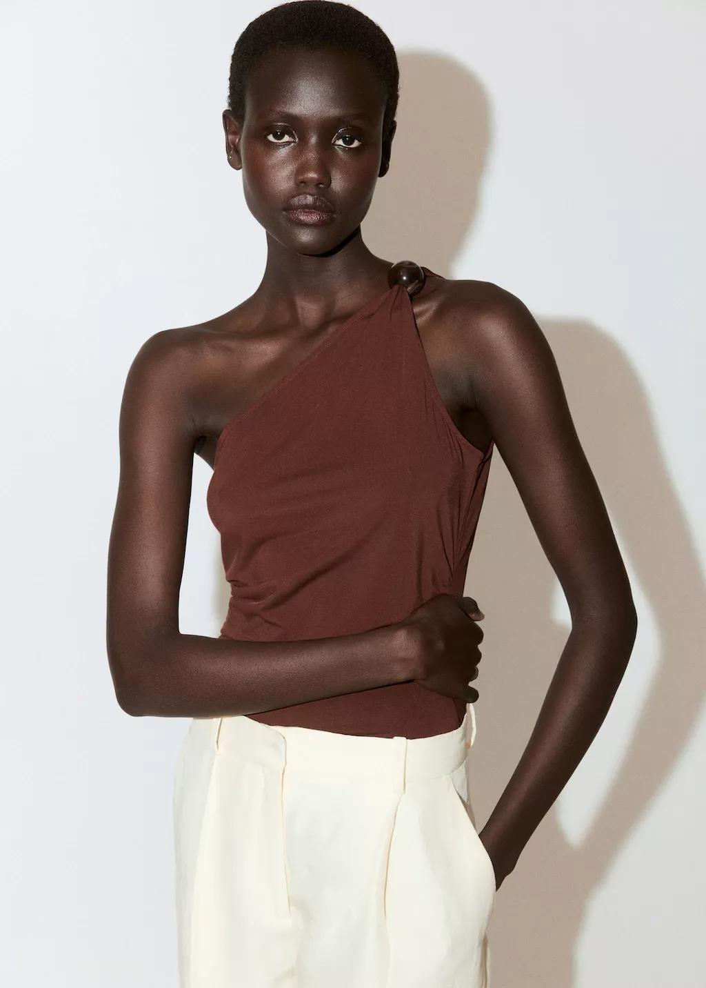 Orange Asymmetric Top With Bead Detail, Medium Orange, large image number 3