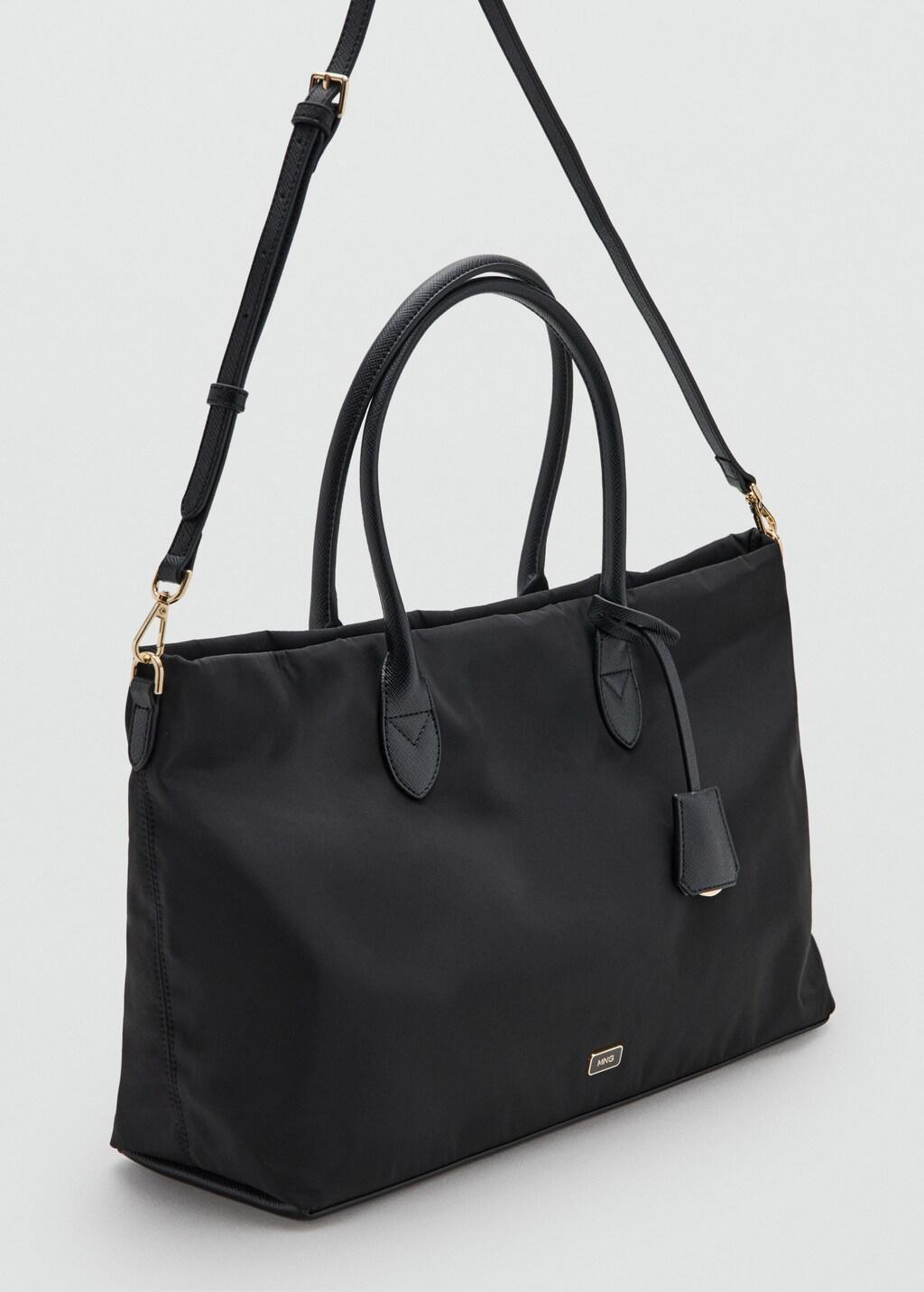 Black Shopper Bag With Double Handle, Black, large image number 0