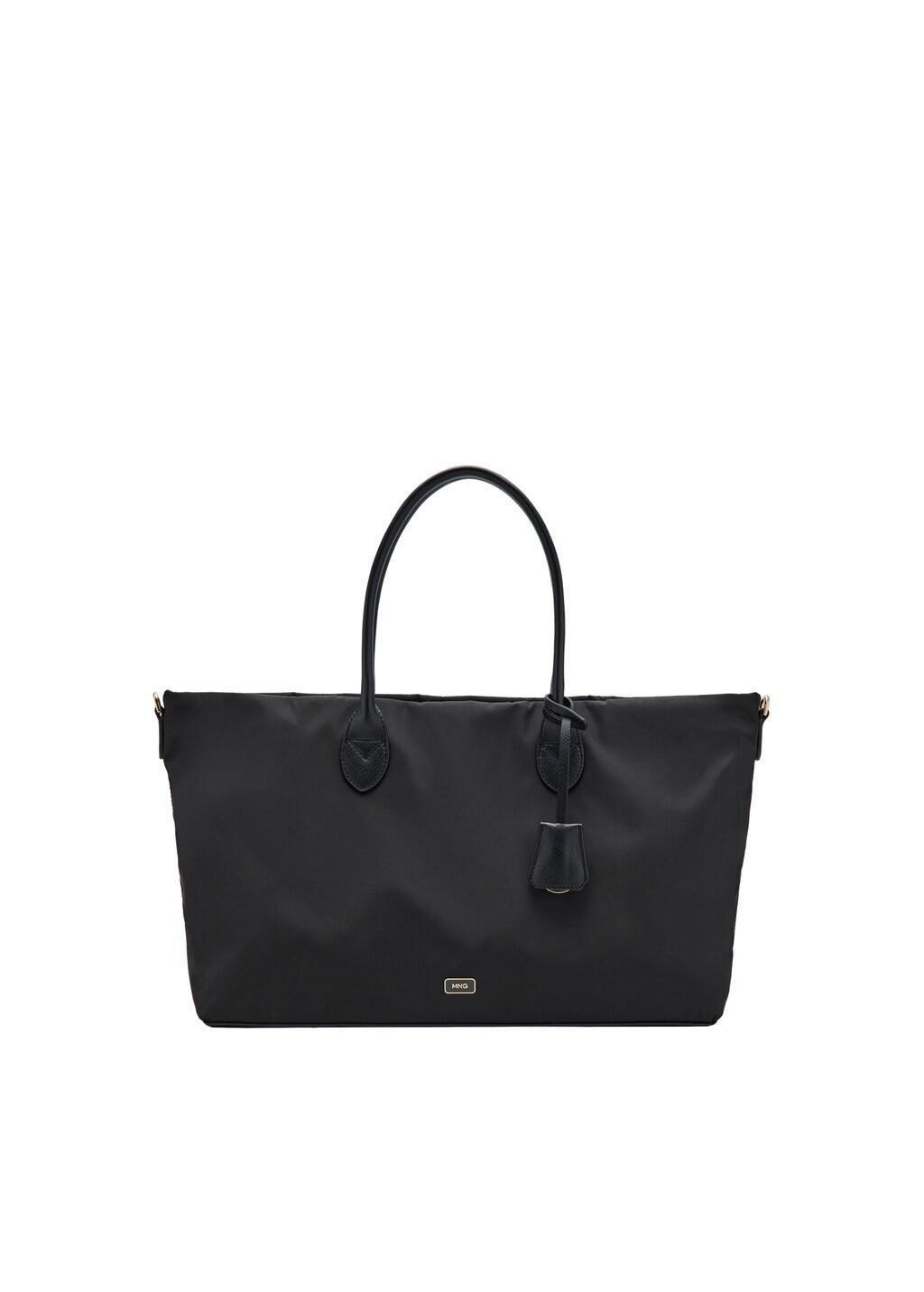Black Shopper Bag With Double Handle, Black, large image number 2