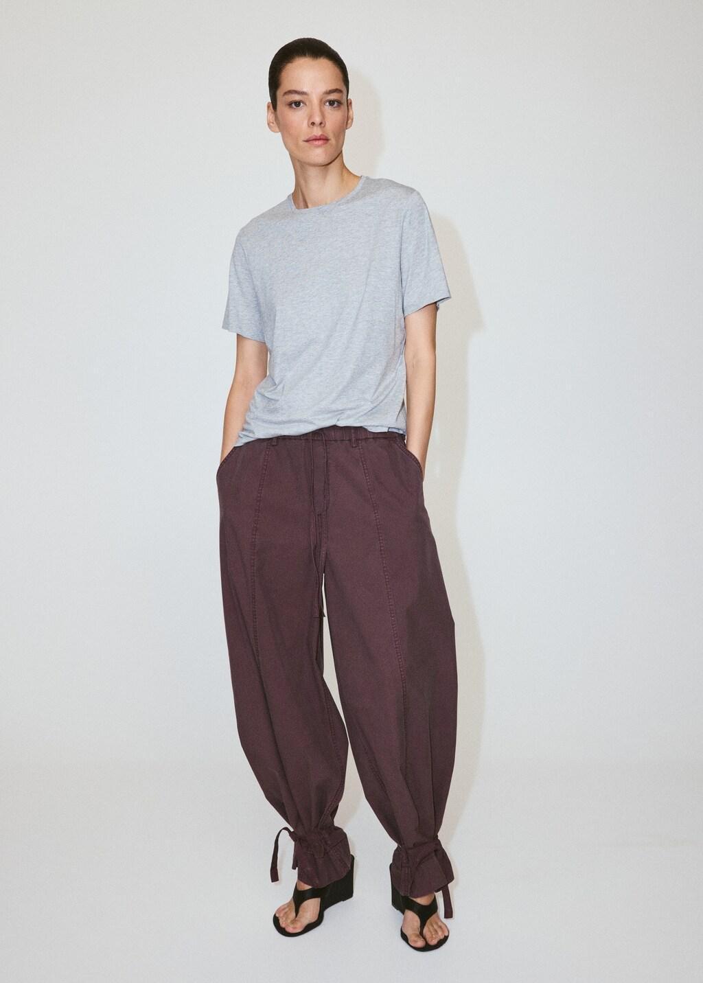 Purple Baggy Trousers With Ties, Medium Purple, medium