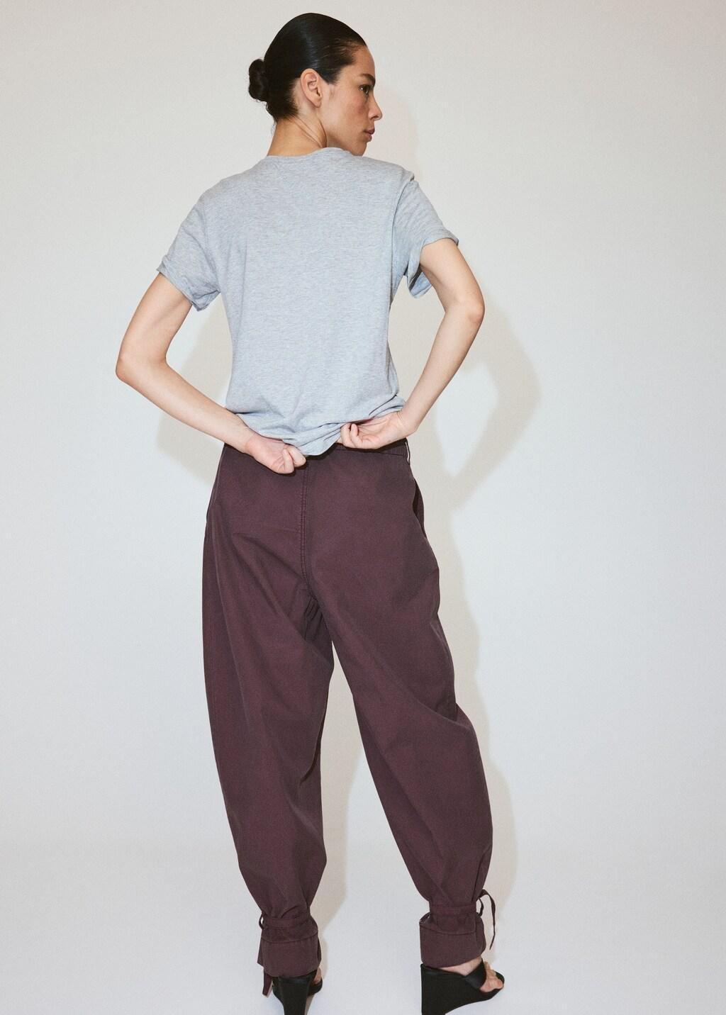 Purple Baggy Trousers With Ties, Medium Purple, medium