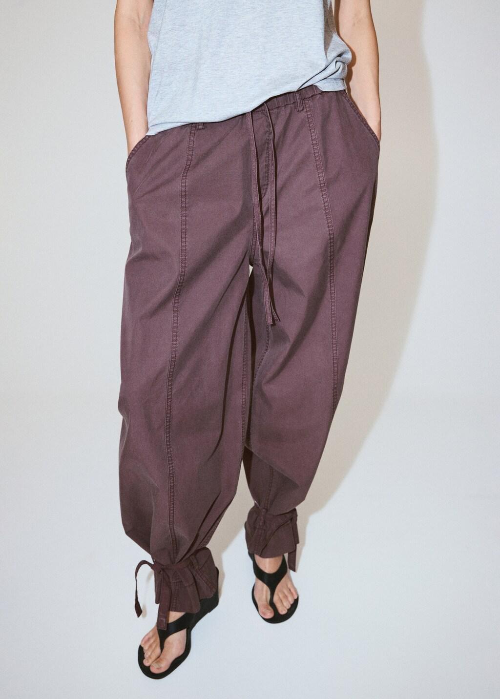 Purple Baggy Trousers With Ties, Medium Purple, large image number 3