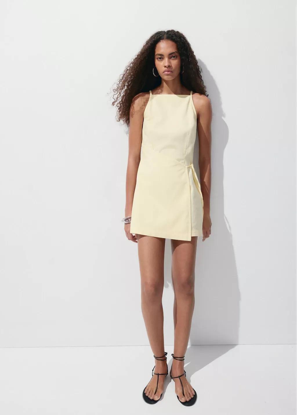 YELLOW Strappy dress with tie detail, Yellow, medium
