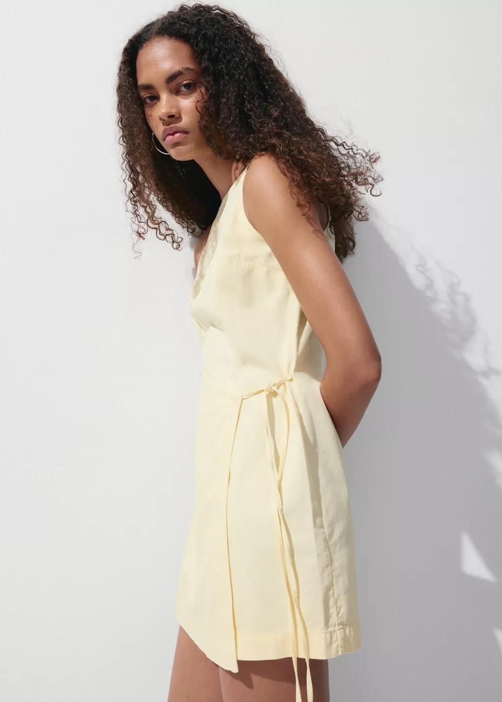 YELLOW Strappy dress with tie detail, Yellow, large image number 3