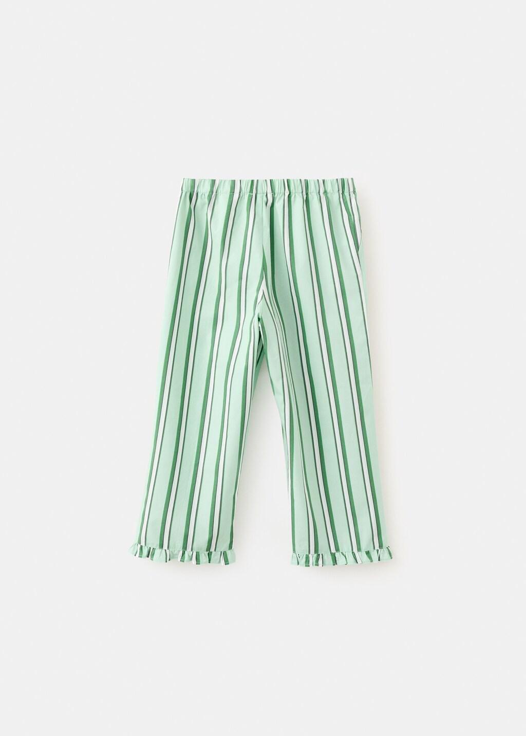 Green Striped Trousers With Flounces, Baby Girls, Green, large image number 2