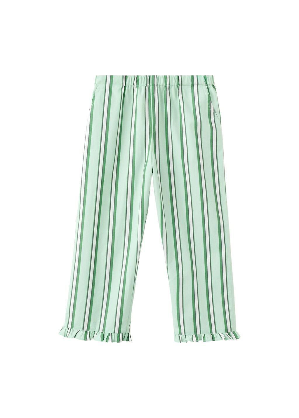 Green Striped Trousers With Flounces, Baby Girls, Green, large image number 3