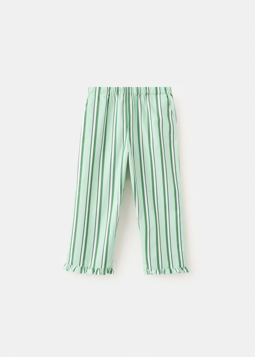Green Striped Trousers With Flounces, Baby Girls, Green, large image number 4