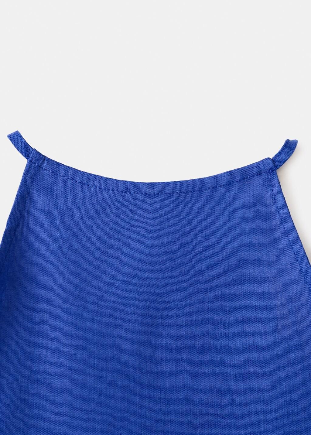 Blue Linen Cotton Halter Top, Medium Blue, large image number 1