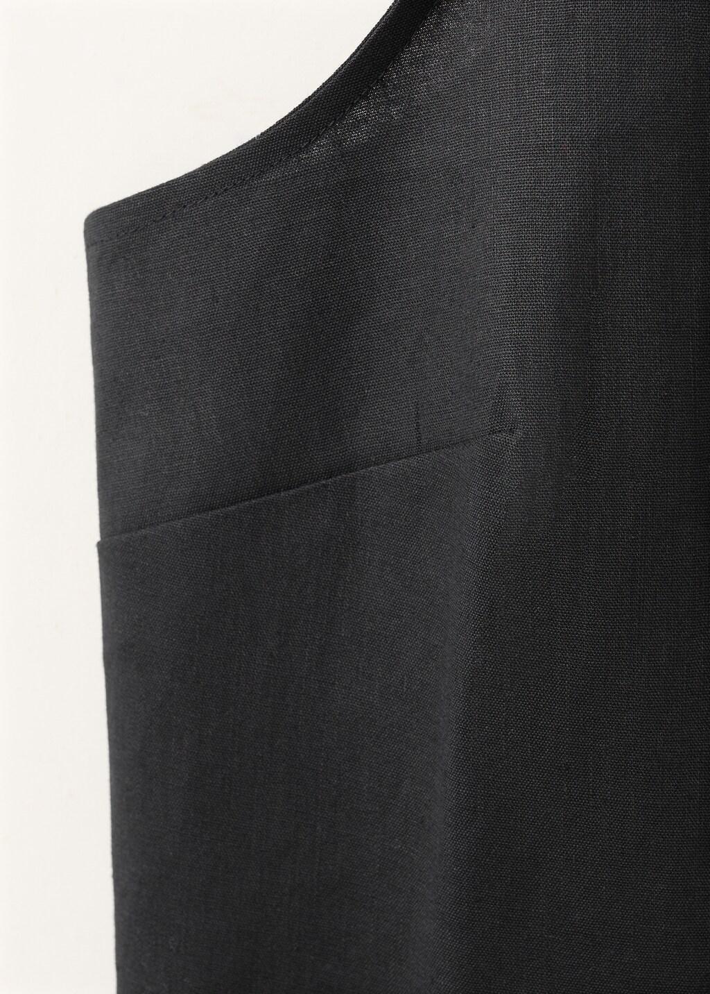 Black Linen Cotton Halter Top, Black, medium