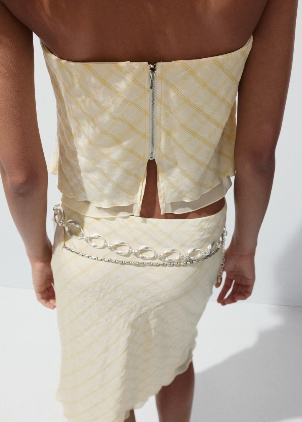 Yellow Bandeau Checked Top, Yellow, large image number 2
